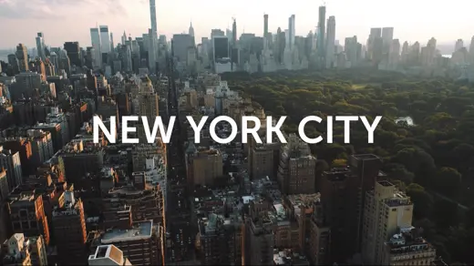 an overhead view of new york city with the city name on the picture.